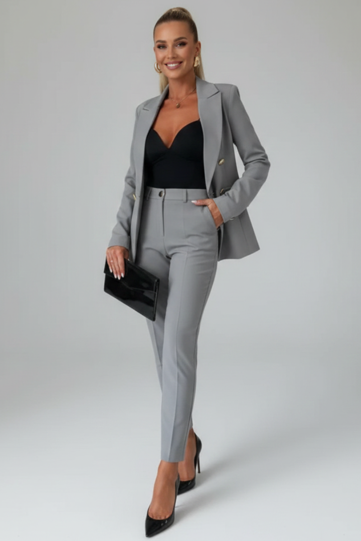 Women's Double-Breasted Blazer Suit Set navy