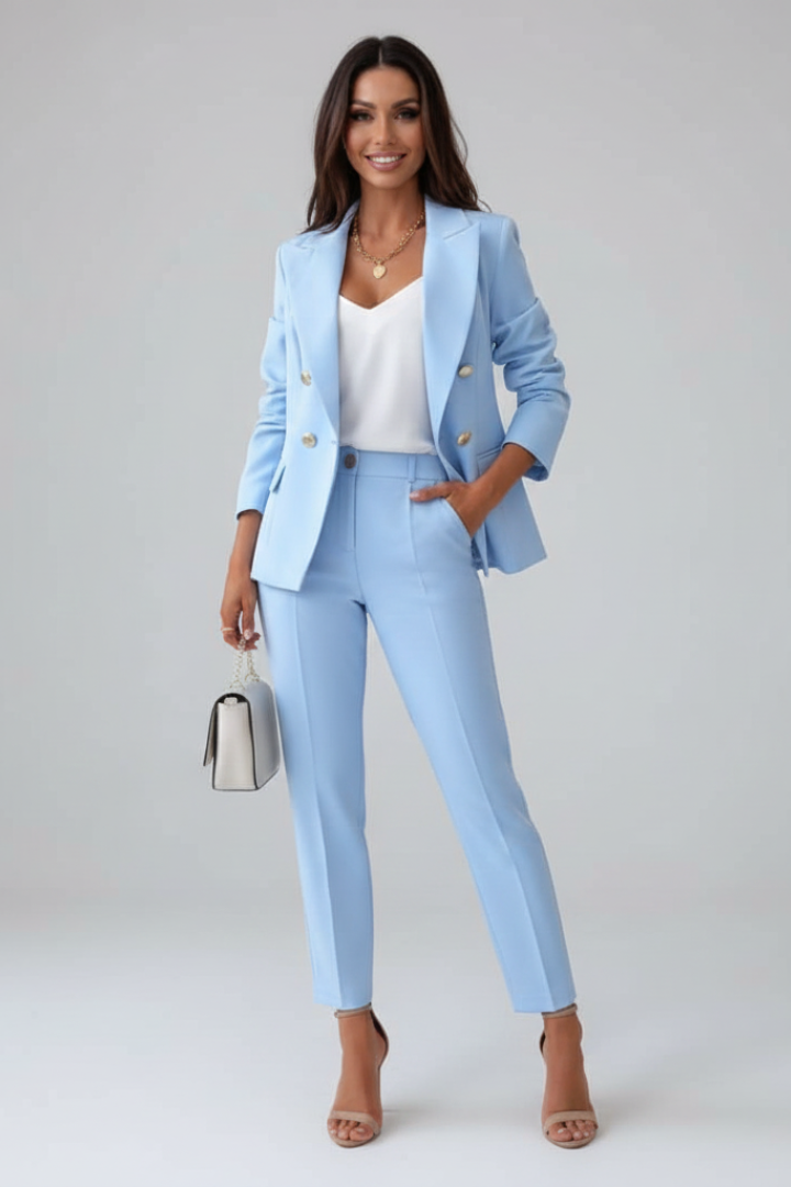 Women's Double-Breasted Blazer Suit Set side view