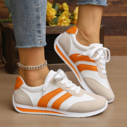 Men's lace-up low-top sneakers in orange