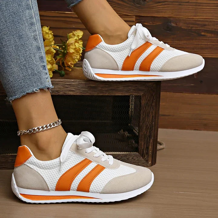 Men's lace-up low-top sneakers in orange - back