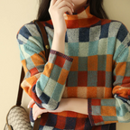 Women's Checkered Sweater Back