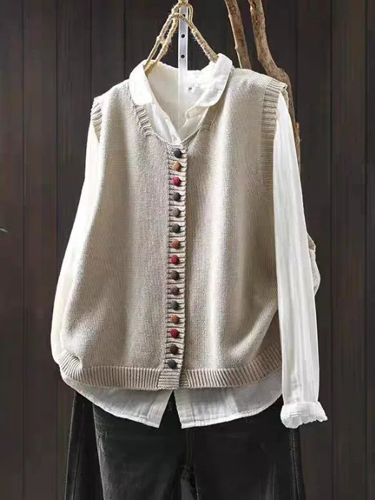 Women's Cardigan Vest Off White