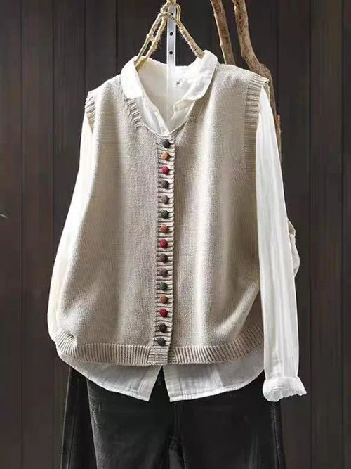 Women's Cardigan Vest Off White