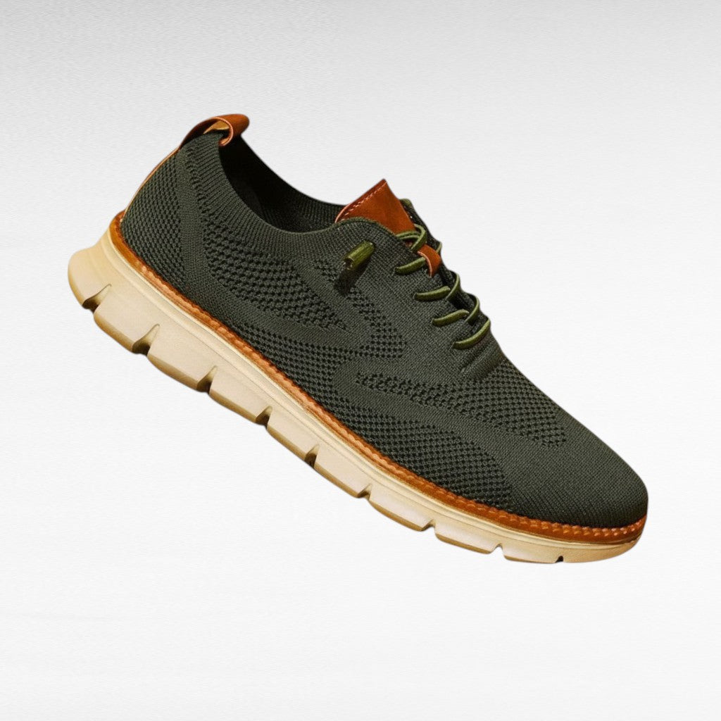 Men's Knit Mesh Lace-Up Sneakers with Cushioned Sole