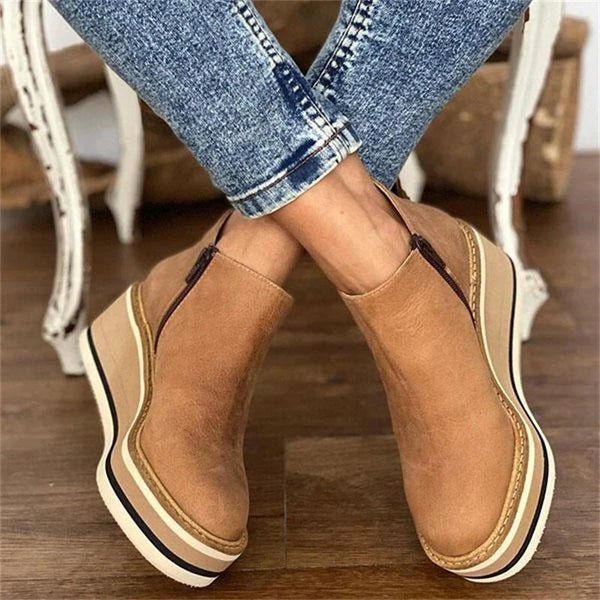 Women's Wedge Boots Beige