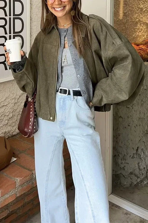 Women's Suede Bomber Jacket