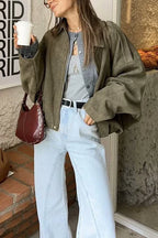 Women's Suede Bomber Jacket