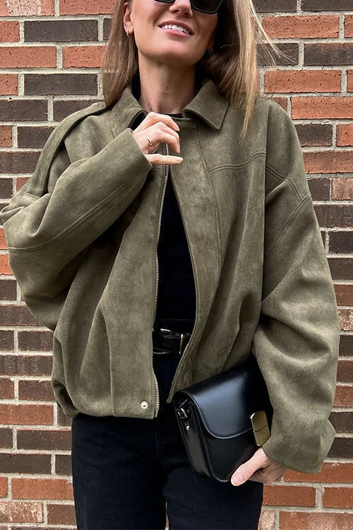 Women's Suede Bomber Jacket