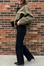 Women's Suede Bomber Jacket