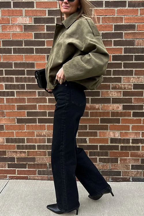 Women's Suede Bomber Jacket