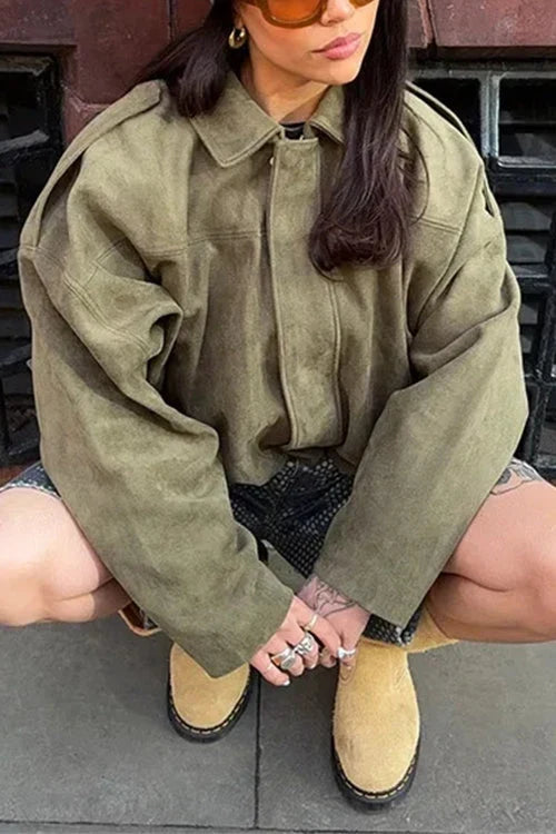 Women's Suede Bomber Jacket