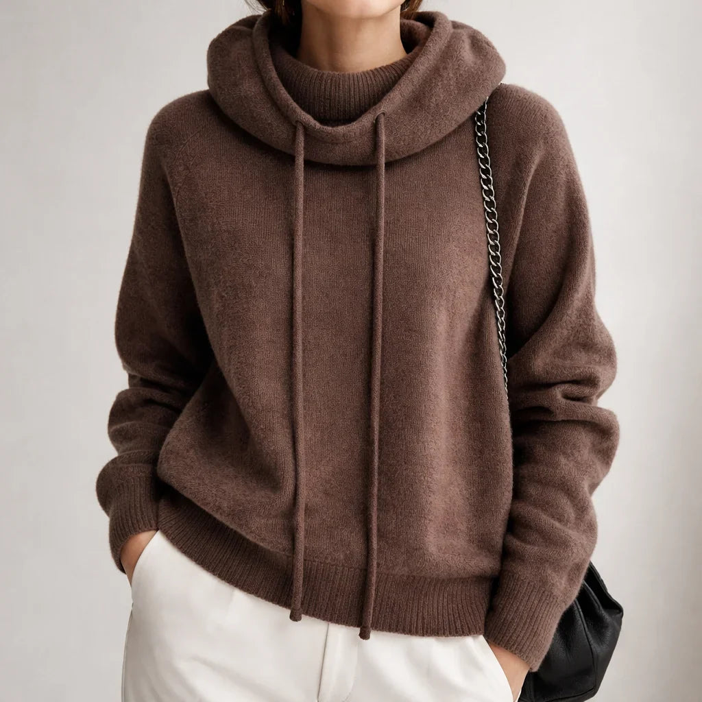 Women's Cowl Neck Hoodie Light Blue