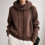 Women's Cowl Neck Hoodie Light Blue