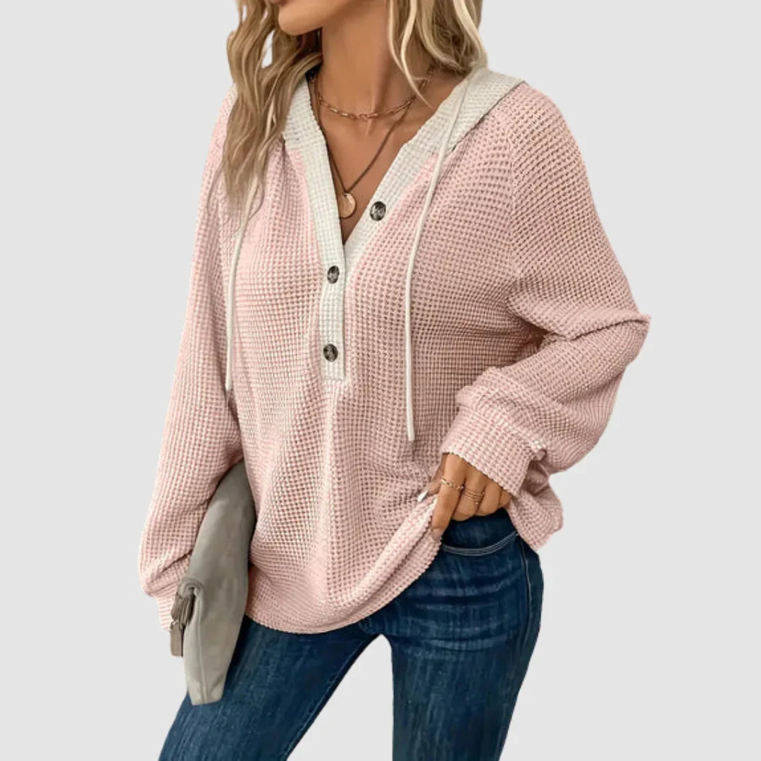 Women's Knitted Hoodie Pink