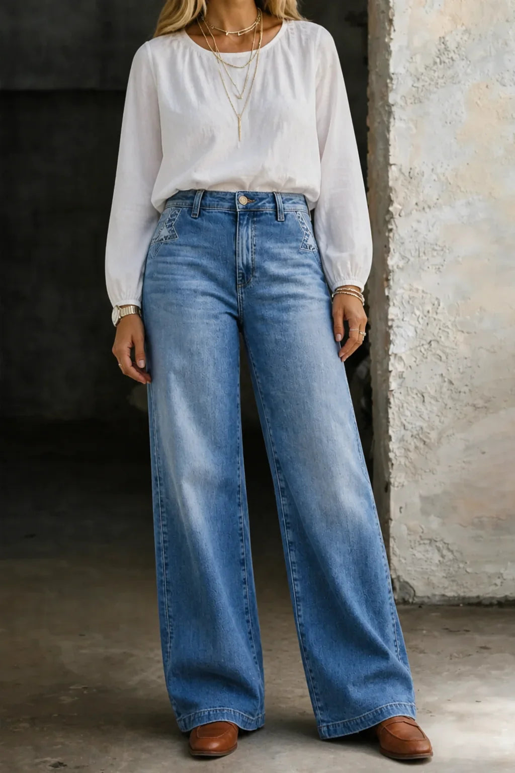Women's Wide-Leg Denim Back