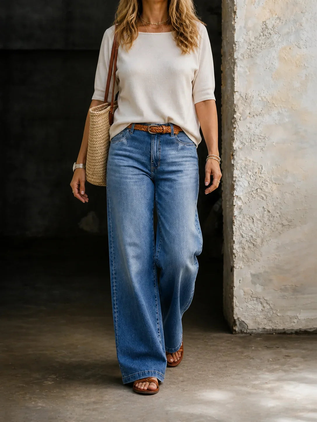 Women's Wide-Leg Denim Side