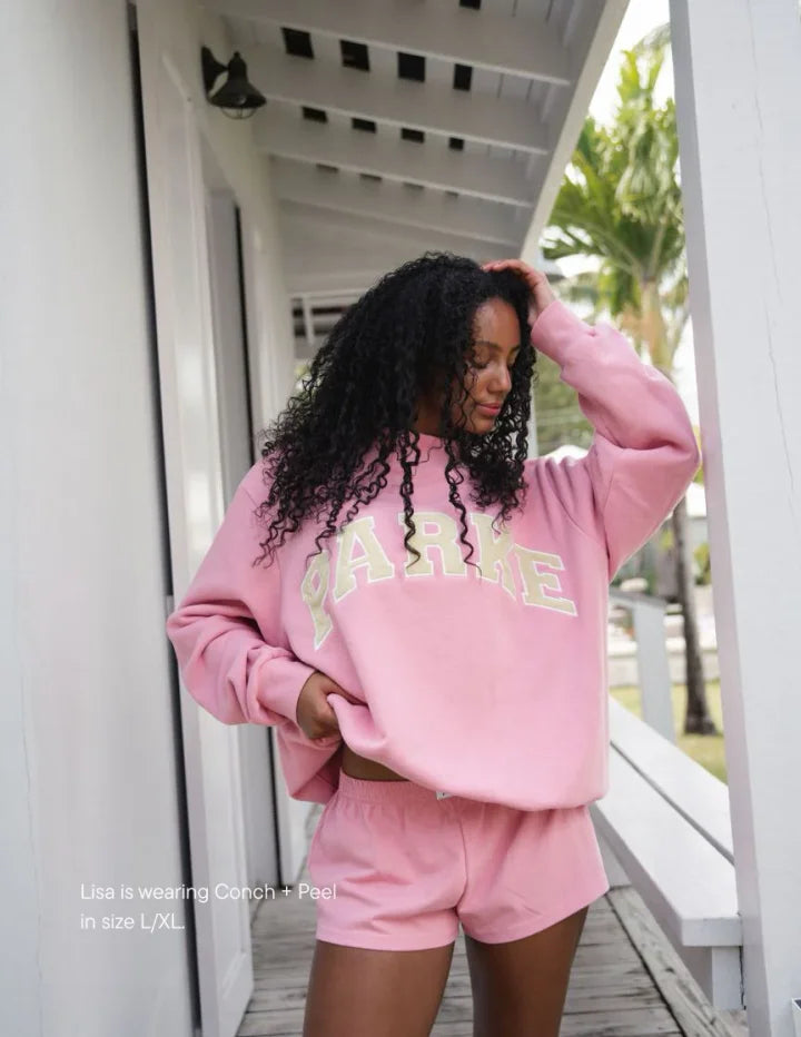 Women's Oversized Collegiate Sweatshirt with Chenille Letters