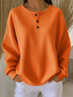 Women's Waffle Knit Sweatshirt White