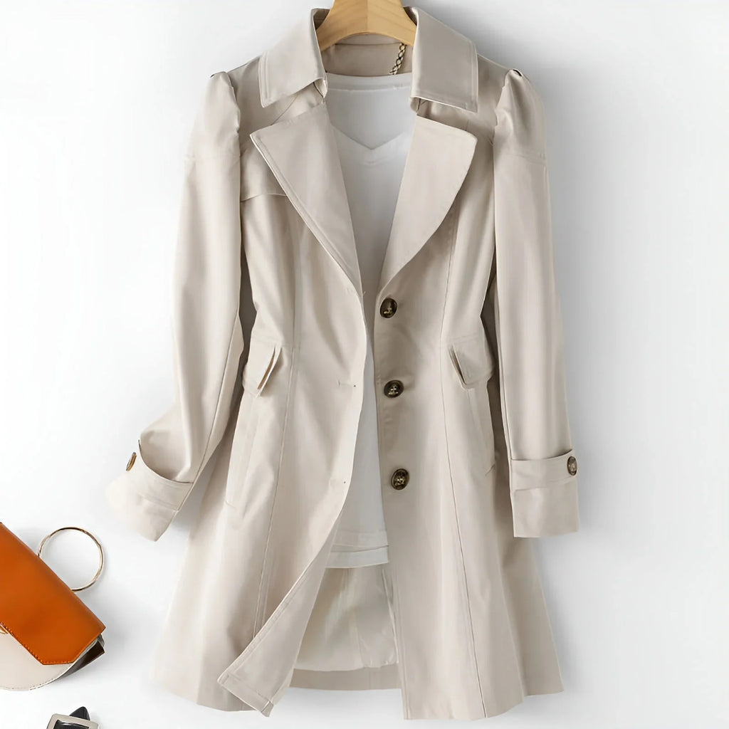 Women's Open Collar Trench Coat White