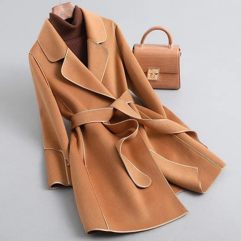 Women's Wool Belted Trench Coat Orange