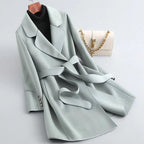 Women's Wool Belted Trench Coat Green