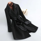 Women's Wool Belted Trench Coat Black