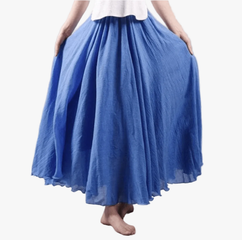 Women's woven boho maxi skirt in blue