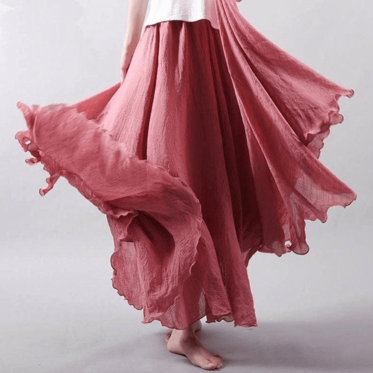 Women's woven boho maxi skirt in rust
