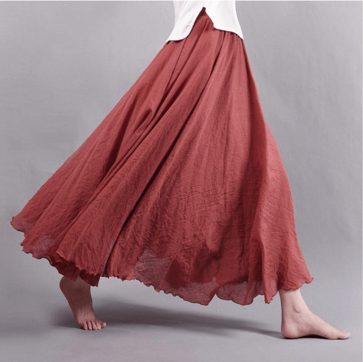 Women's woven boho maxi skirt in white