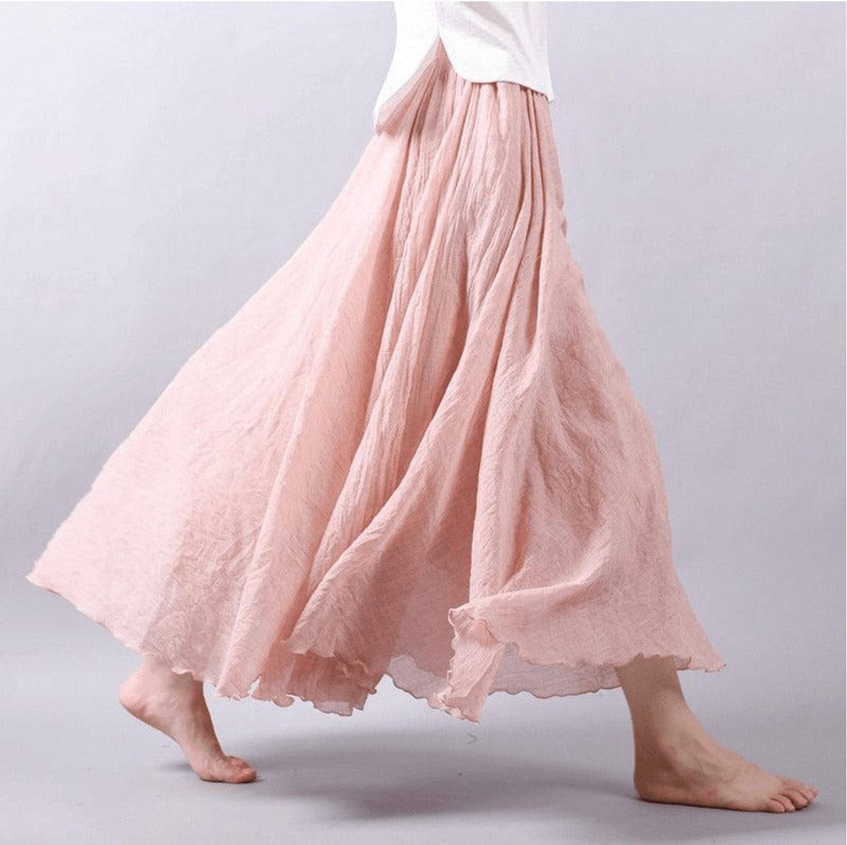 Women's woven boho maxi skirt in pink