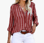 Women's striped woven blouse - front