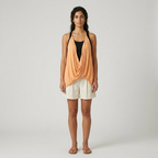 Womens Draped Halter Overlay Top front view