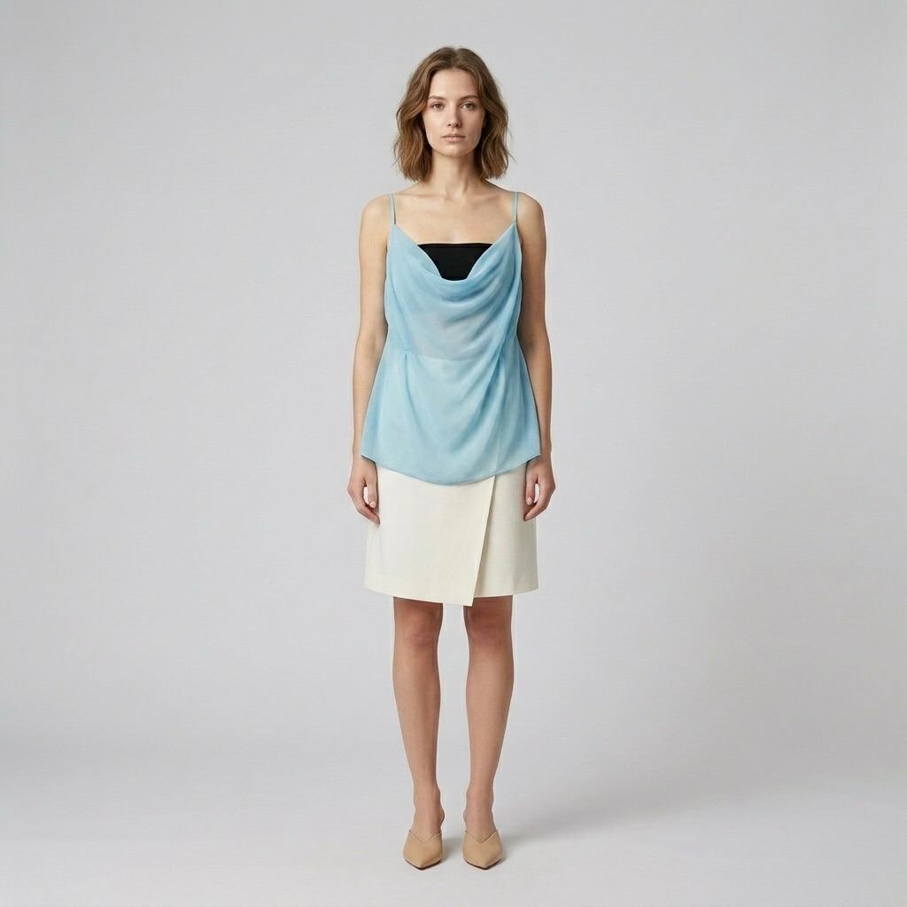 Womens Draped Neck Cami Blouse front view