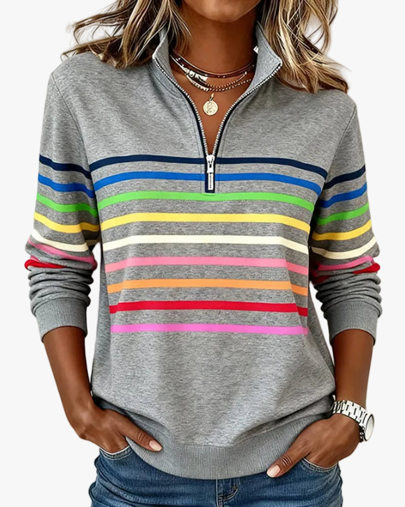Women's knit quarter-zip pullover in gray