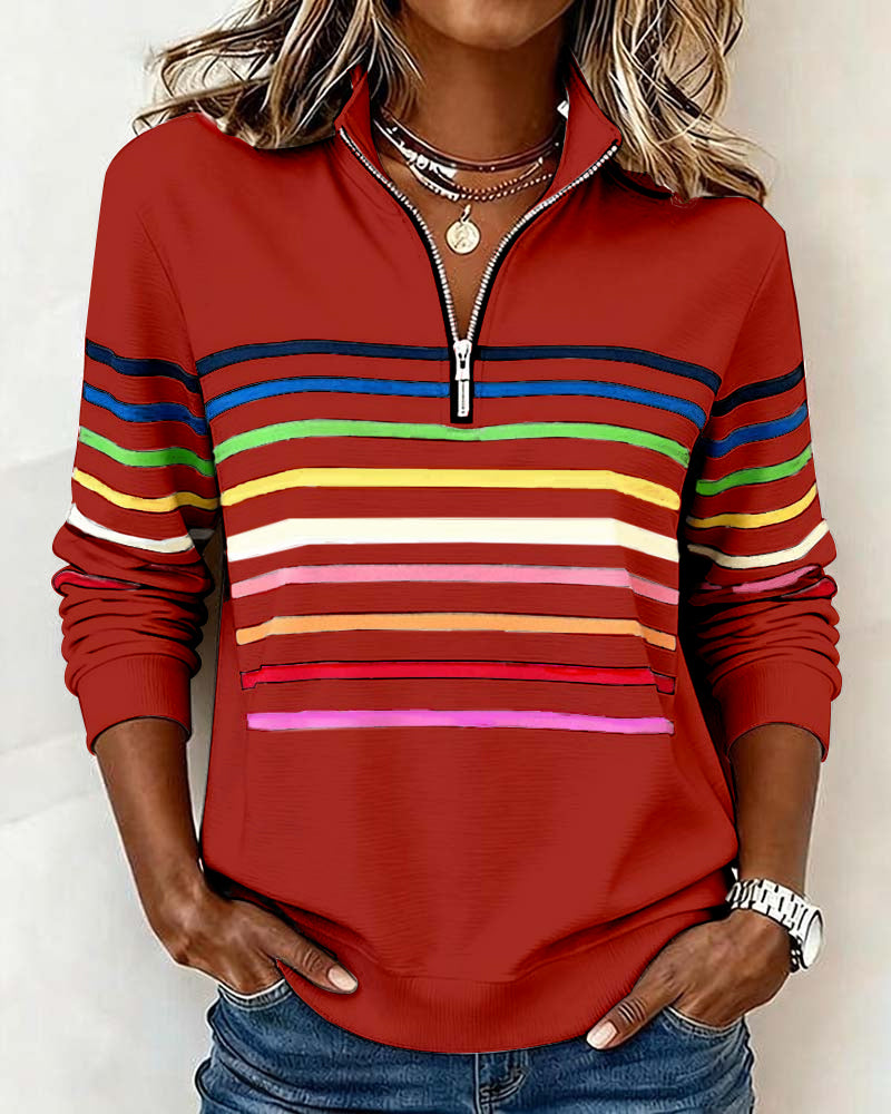 Women's knit quarter-zip pullover in red