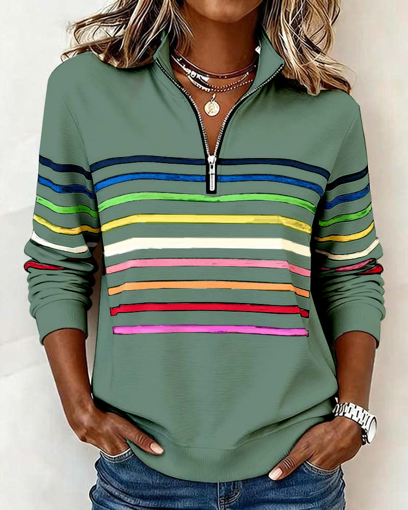 Women's knit quarter-zip pullover in green