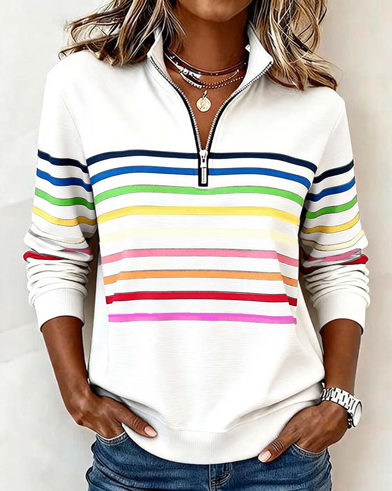 Women's knit quarter-zip pullover in white