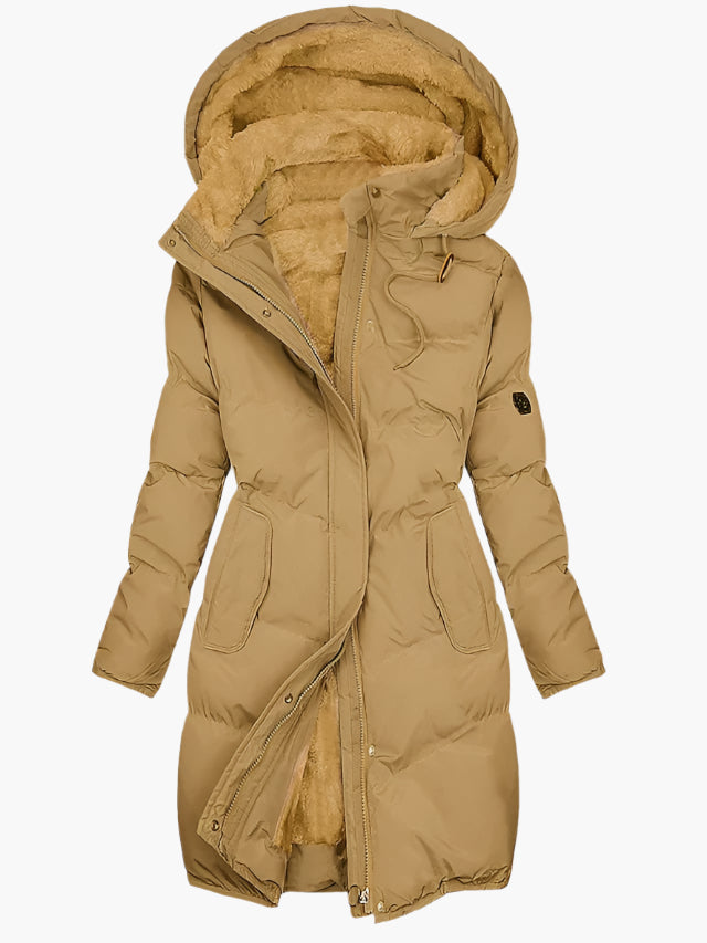 Women's Long Puffer Jacket Khaki