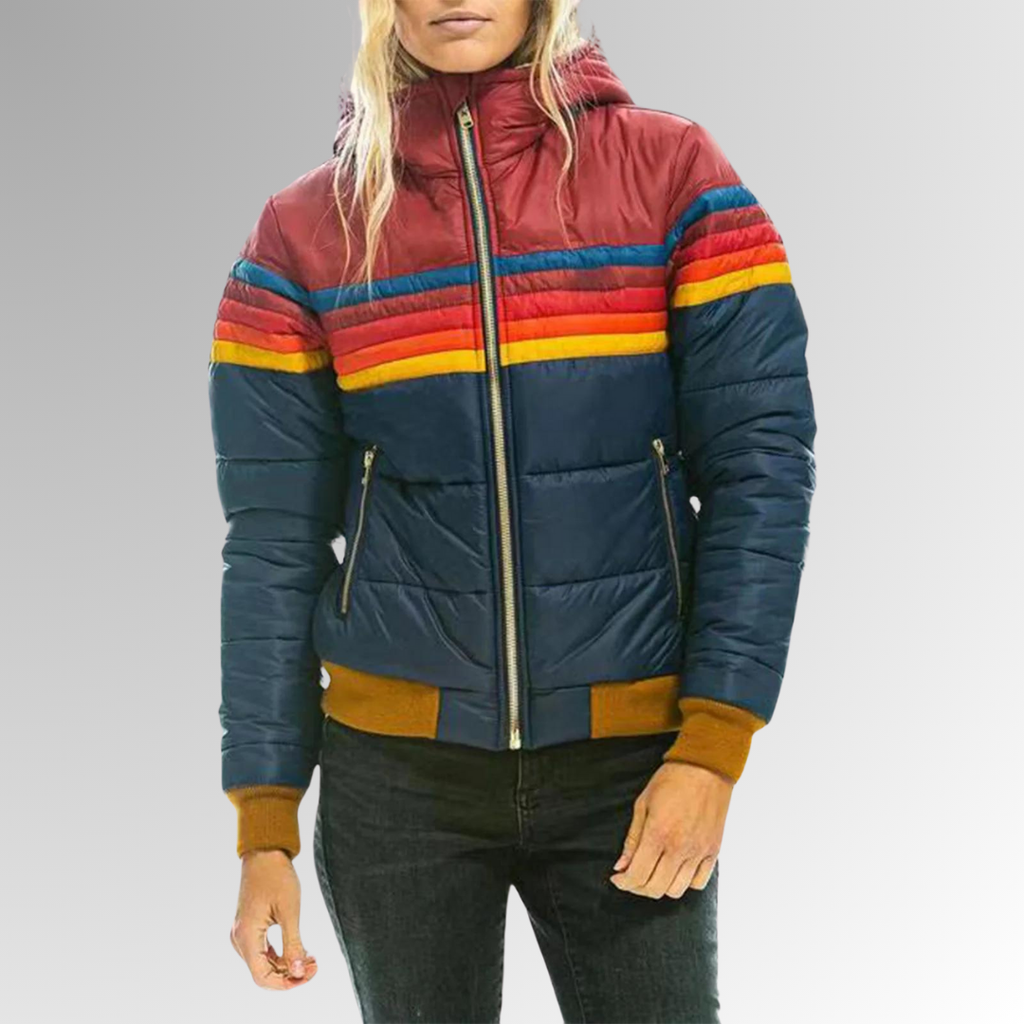 Women's Puffer Jacket Stripe Detail 2
