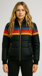 Women's Puffer Jacket Stripe Detail 4