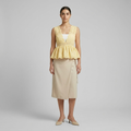 Womens Scalloped Eyelet Peplum Top front view