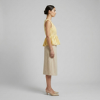 Womens Scalloped Eyelet Peplum Top detail view