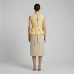 Womens Scalloped Eyelet Peplum Top styled view