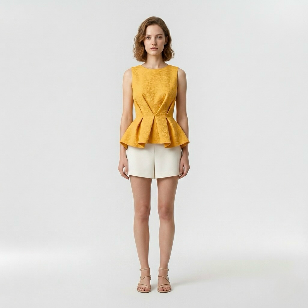 Womens Sculpted Peplum Top front view