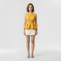 Womens Sculpted Peplum Top front view