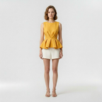 Womens Sculpted Peplum Top front view