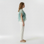 Womens Sheer Ruffle Organza Overlay Top detail view