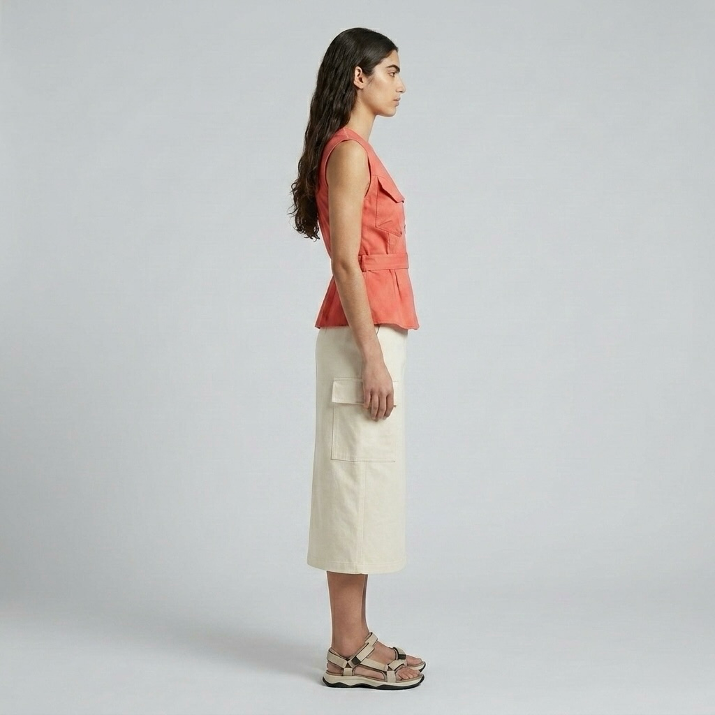 Womens Utility Zip Peplum Vest detail view