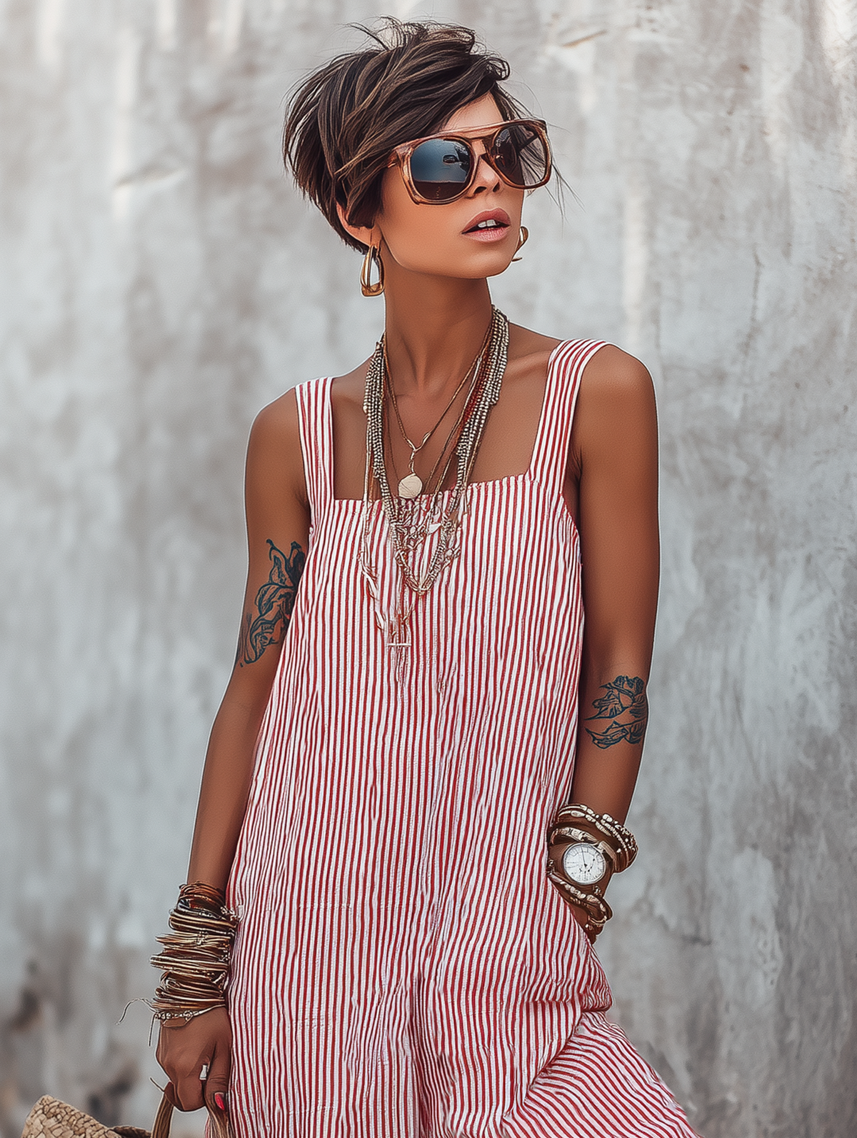 Women's striped square neck jumpsuit in blue